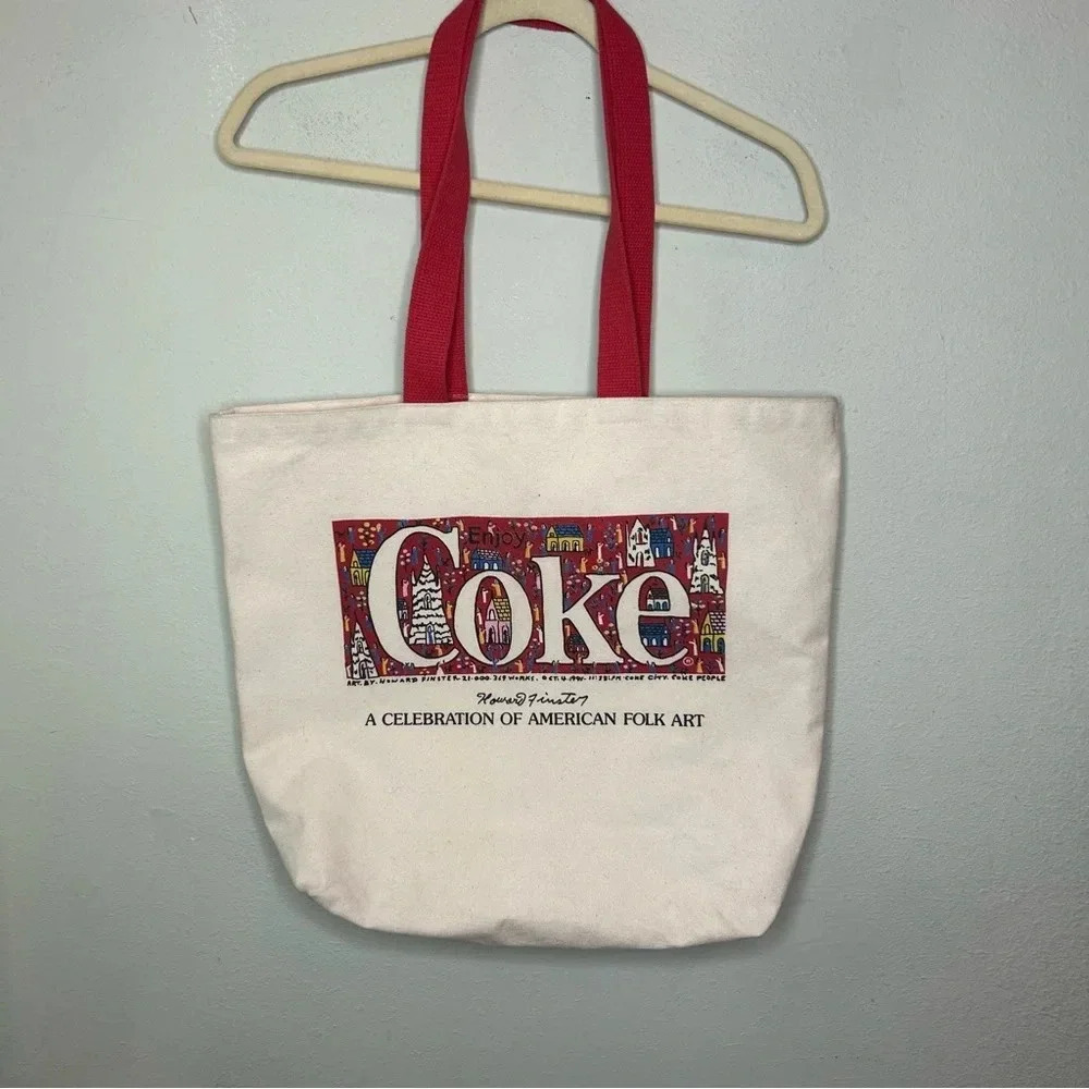 1991 Howard Finster American Folk Art Coke Canvas Bag